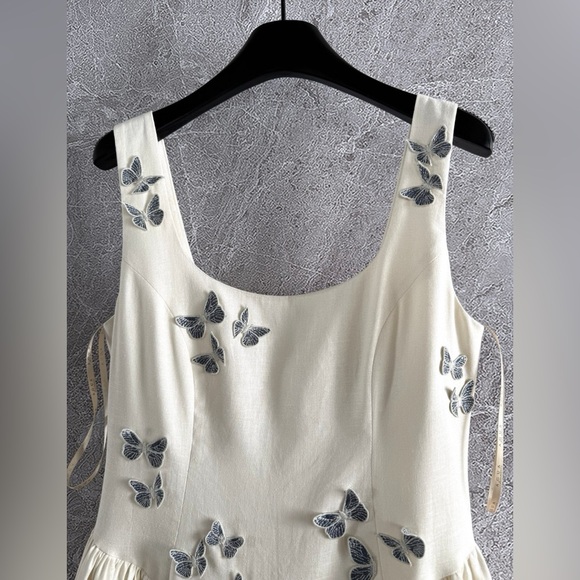 AGUA BY AGUA BENDITA Pluma Drop-Waist Butterfly Mini Dress, size small - Picture 11 of 16